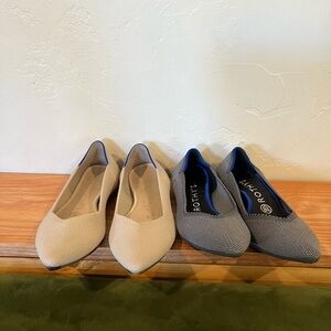 Rothy's Women's Pointed Flats - Cream and Gray with Blue Accents (2 pair)
